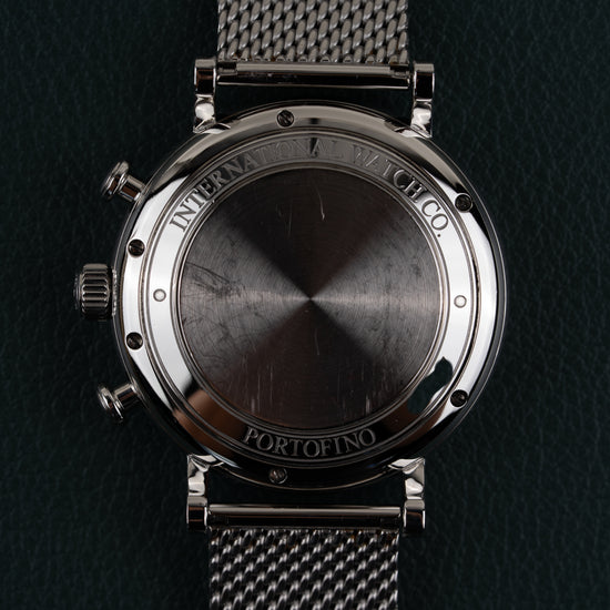 IWC Portofino Chronograph IW391009 - gesloten stalen caseback met gravure International Watch Co Portofino