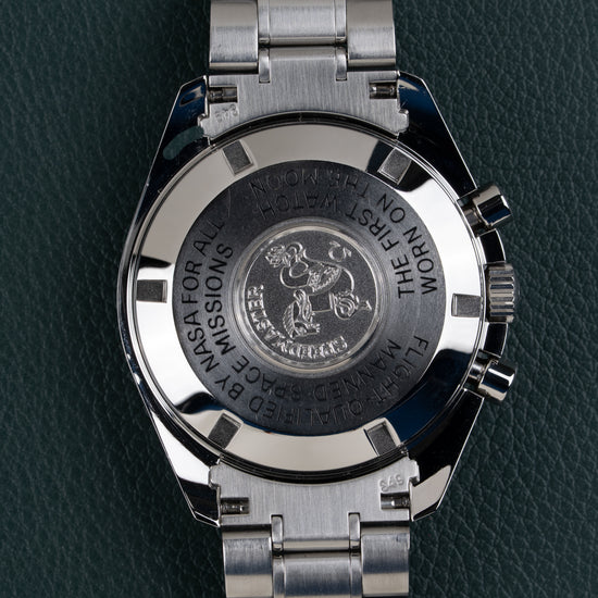 Omega Speedmaster Professional Moonwatch 3570.50 - gesloten stalen caseback met gravure Speedmaster, First Watch Worn On The Moon