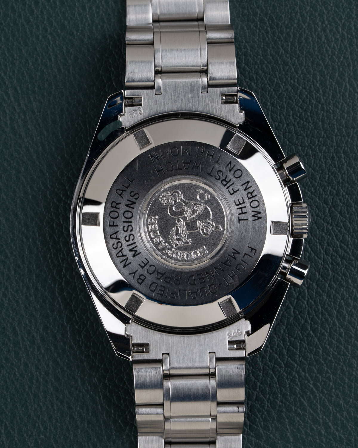 Omega Speedmaster Professional Moonwatch 3570.50 - gesloten stalen caseback met gravure Speedmaster, First Watch Worn On The Moon
