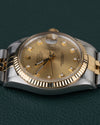 Rolex Datejust 16013 Champagne Diamanten Dial - horloge 90 graden de andere kant op gedraaid, kroon bovenaan