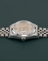 Rolex Datejust 16234 Silver Linen Dial - zijaanzicht van de kast met kroon zichtbaar onderaan